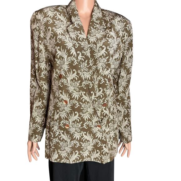 Linda Allard For Ellen Tracy Paisley Floral Silk Blazer 8 Career Quiet Luxury - Picture 1 of 9